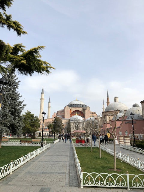 Walking up to the Aya Sofrya in Istanbul, Turkey.
