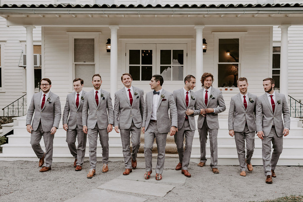 Groomsmen in custom mens kilim loafers