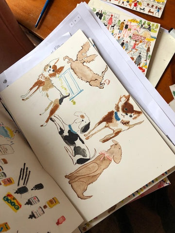 paulines illustration of various dogs. 