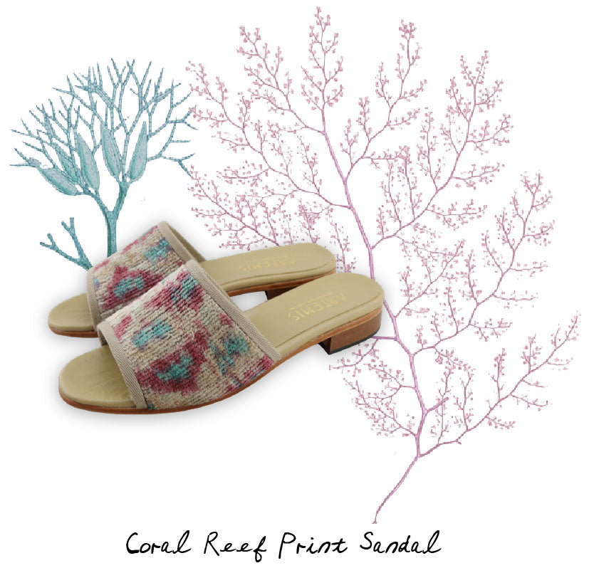coral velvet sandal