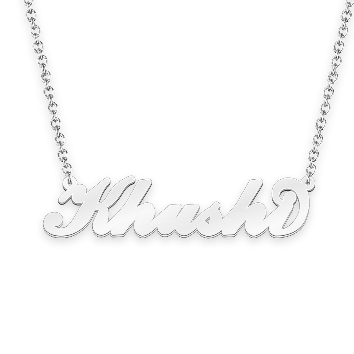 khushi name chain silver