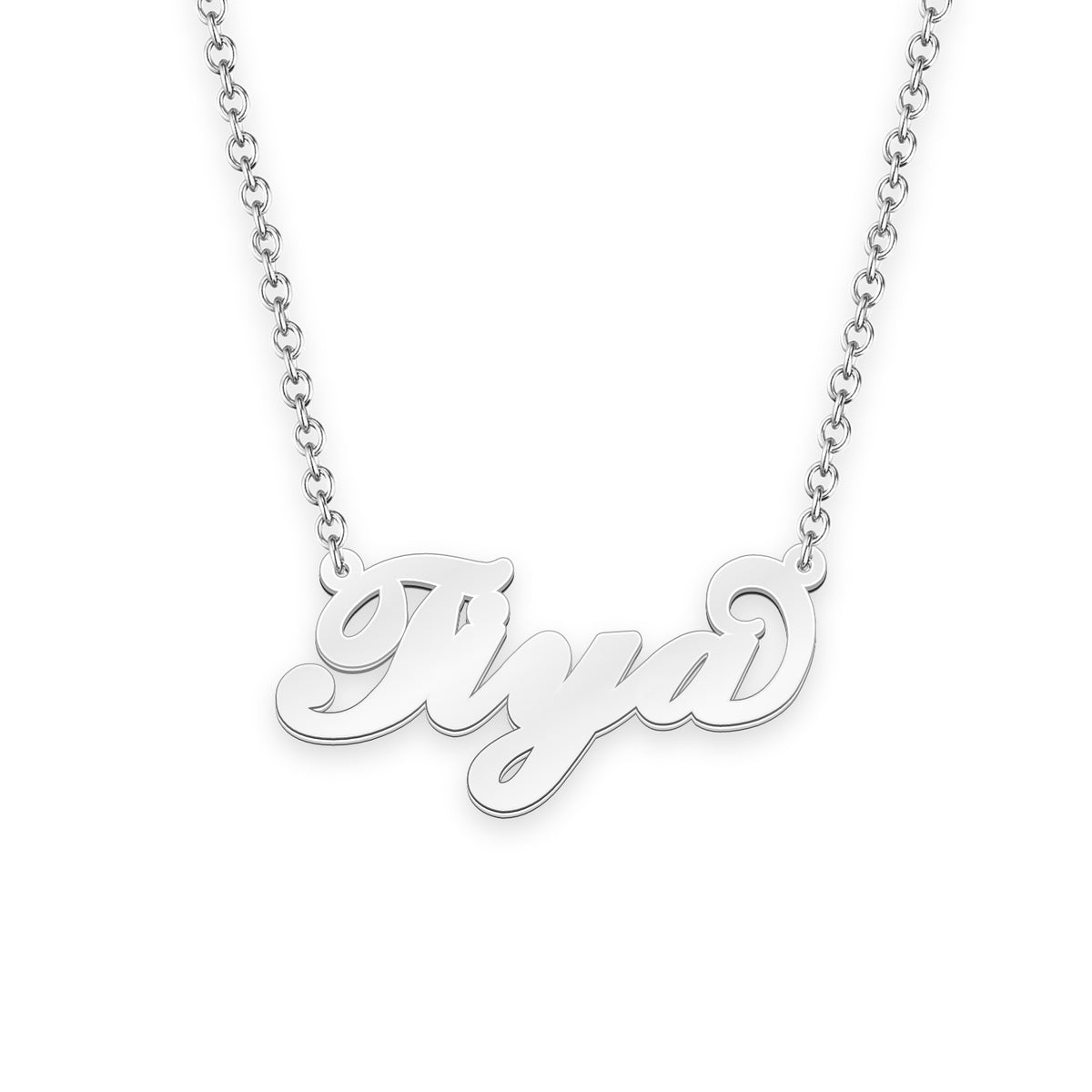 Stainless Steel Silver Gold Black Rose Gold Color Baby Name Tiya Engraved Personalized Gifts For Son Daughter Boyfriend Girlfriend Initial Customizable Pendant Necklace Dog Tags 24 Ball Chain