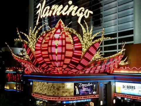 Flaming sign in Las Vegas featured in a blog post by Jackie Vujcich of Colorado Creations Quilting