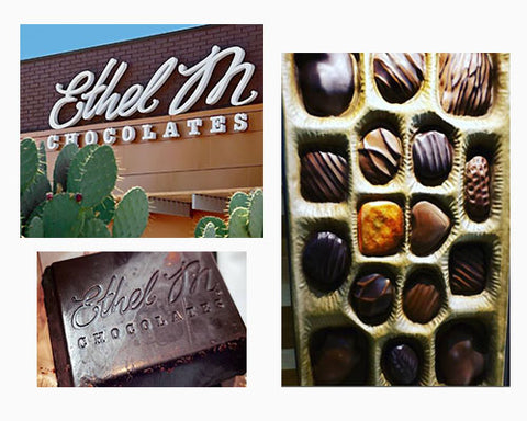 Collage of Ethel M Chocolate factory featured in a blog post by Jackie Vujcich of Colorado Creations Quilting