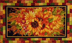 Sunflower table runner by Jackie Vujcich at Colorado Creations Quilting