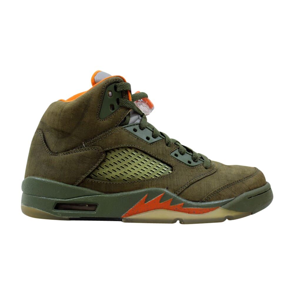 army green and orange jordans