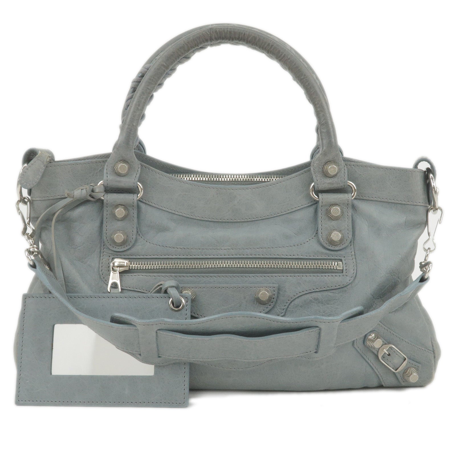 First - This bag is subtle and city focused - 2Way - BALENCIAGA - Giant - Banu gathered detail bag NATURAL - Gray - Hand - Bag - Leather
