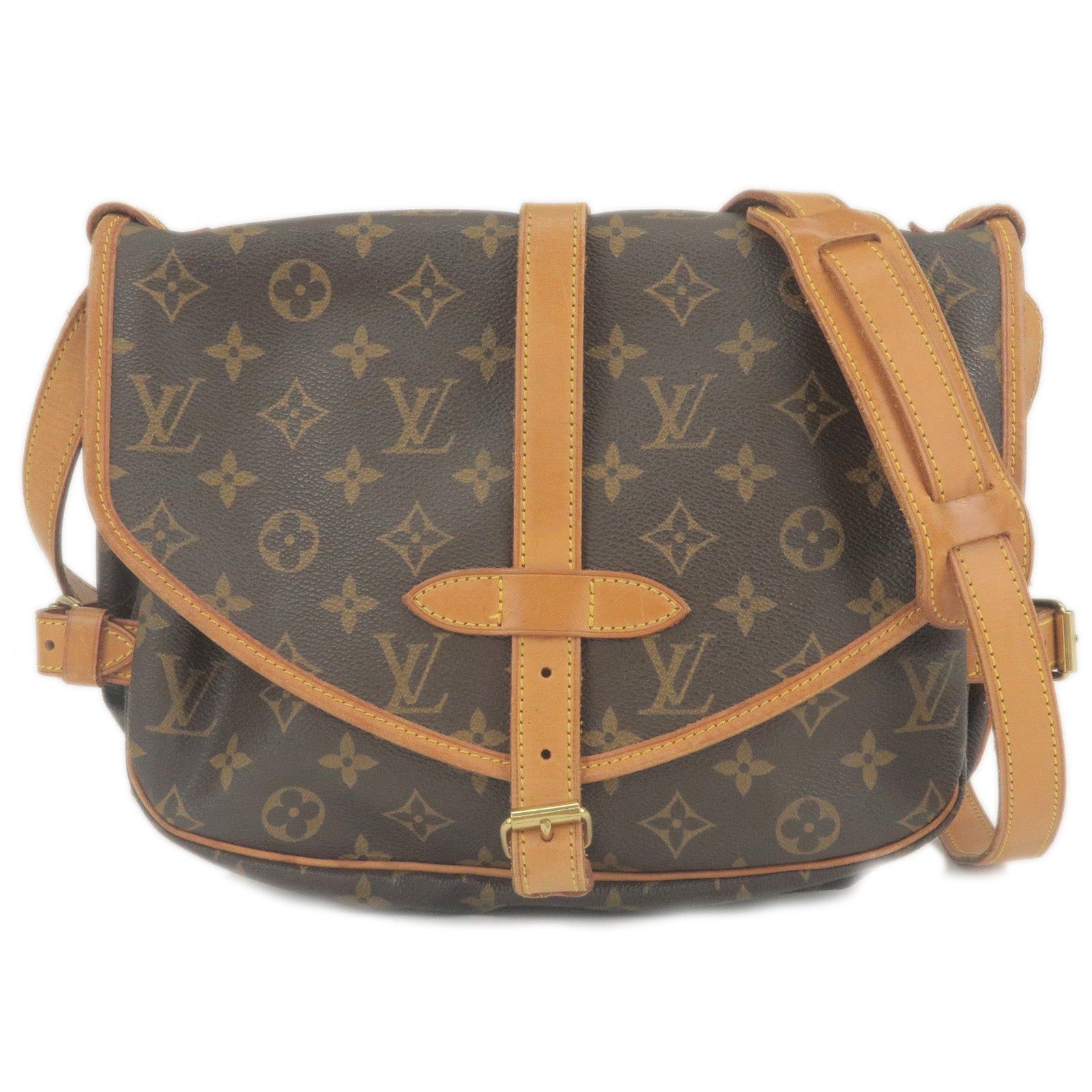 Louis+Vuitton+Saumur+Shoulder+Bag+30+Brown+Monogram+Canvas for sale online