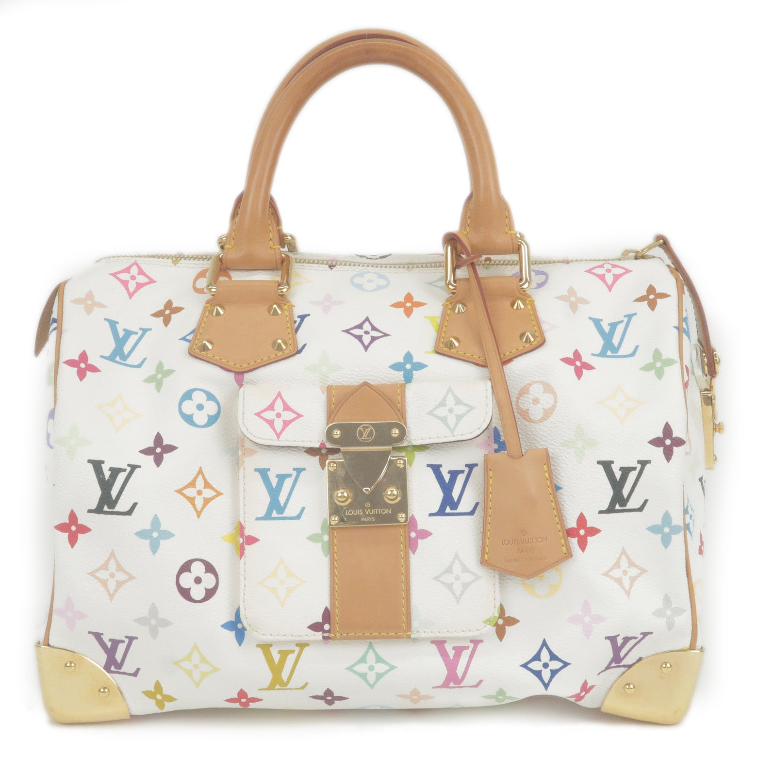 LOUIS VUITTON M92643 Monogram Multicolor Speedy 30 Hand Bag White Used  Japan