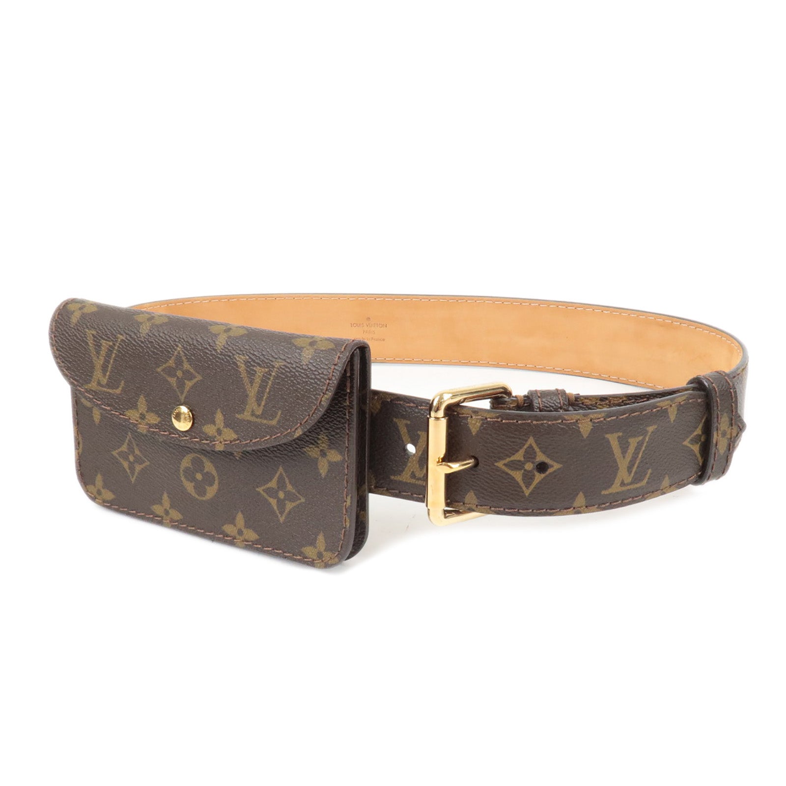 Vuitton - Saint - Sac à main Louis Vuitton Trouville en toile monogram et  cuir naturel - Bag - M6933 – LOUIS VUITTON Monogram Confidential Bandeau  Black - Tulle - Belt - Pochette - Louis - Monogram - 80/32