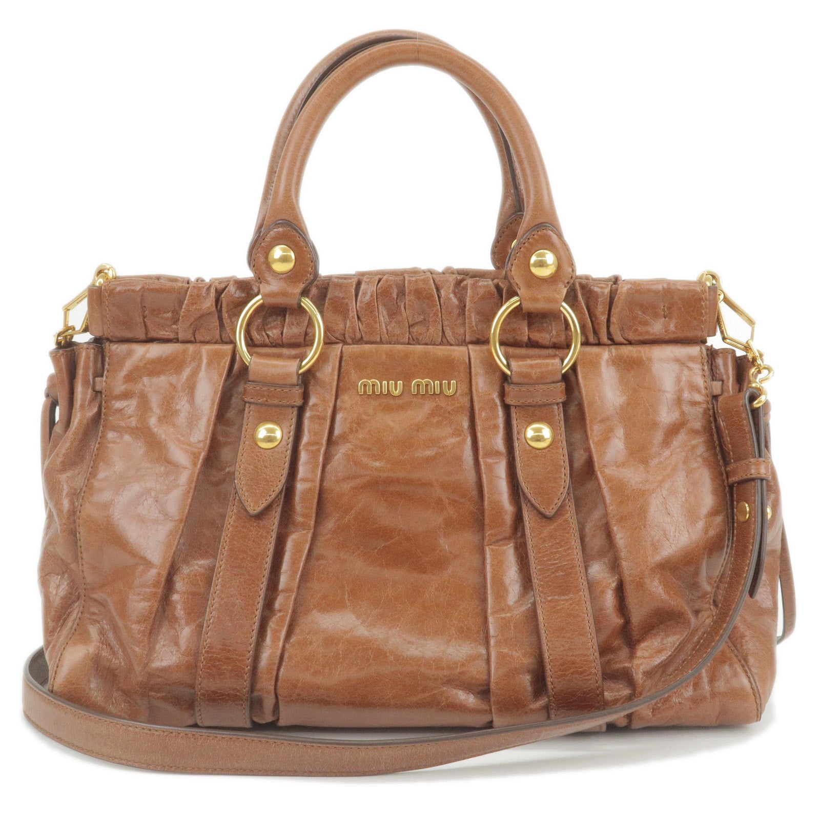 2Way - Brown - ep_vintage luxury Store - Hand - Miu Miu Leather