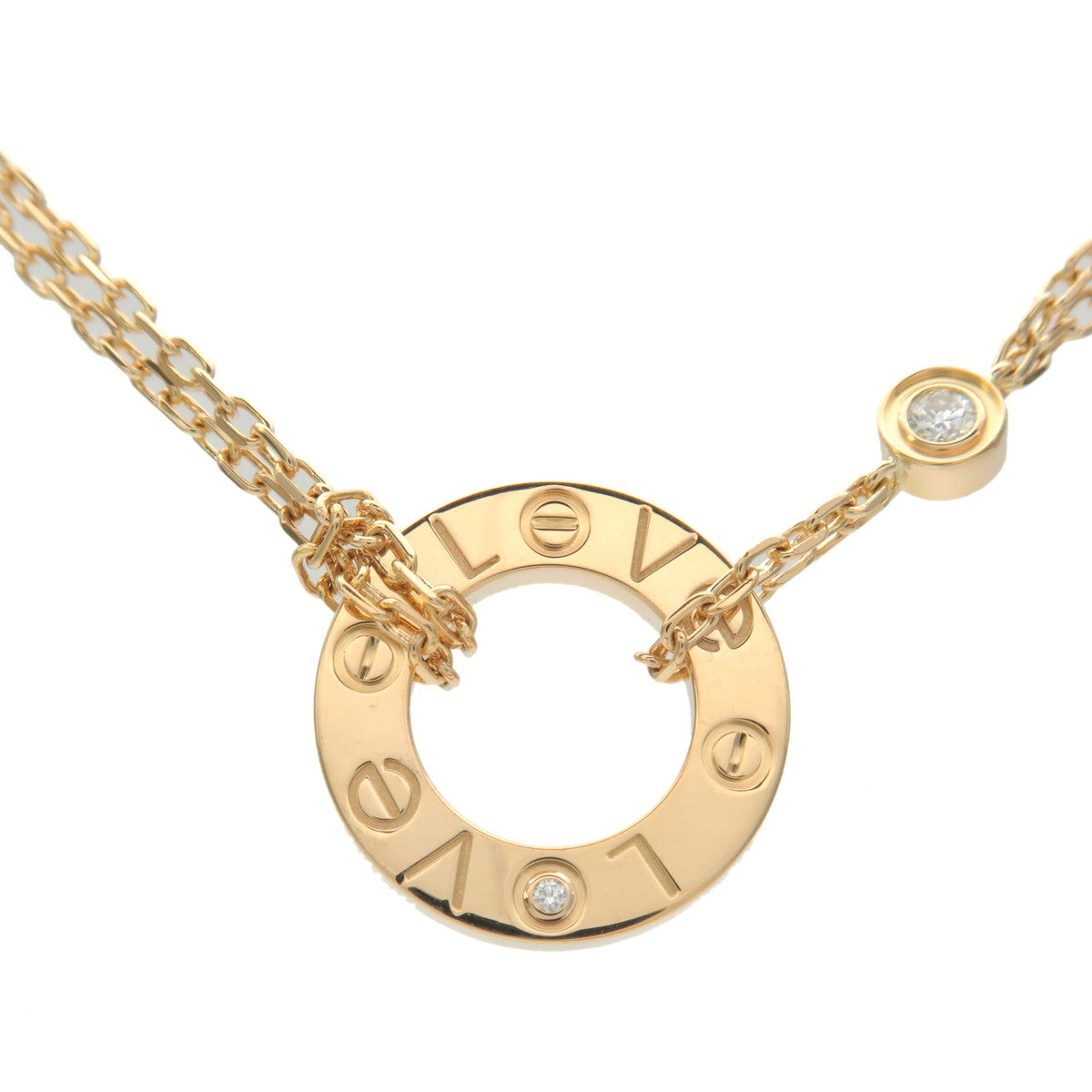Cartier-Love-Circle-2P-Diamond-Necklace-K18-750YG-Yellow-Gold ...