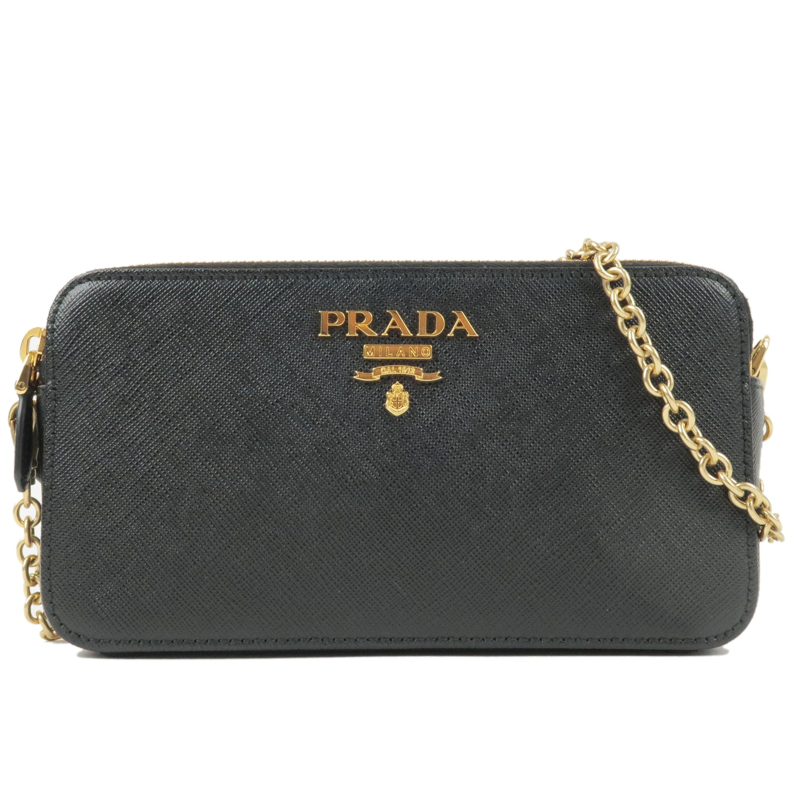 Prada Wallet On A Chain Leather Shoulder Bag in Black