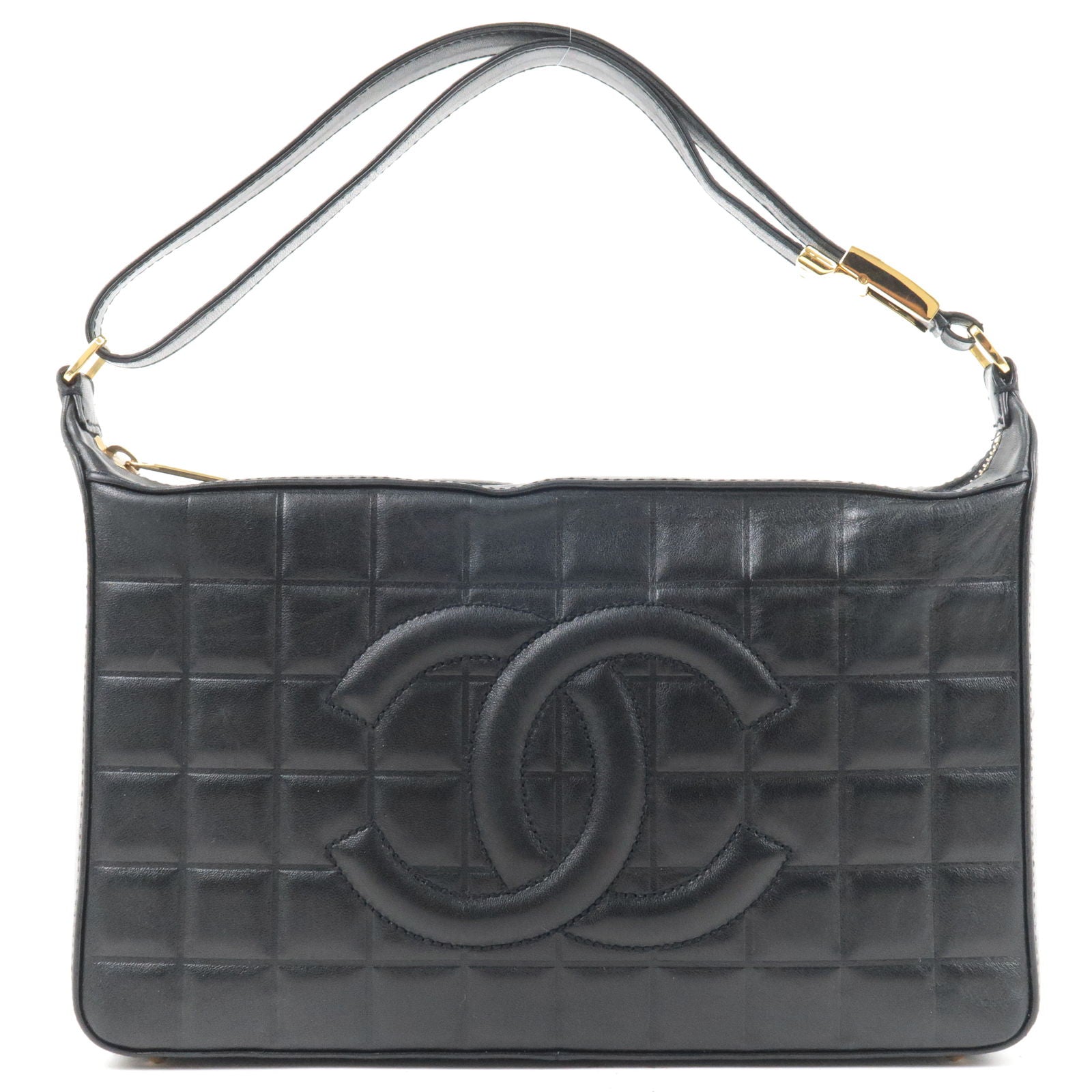 Chanel tote bag No.5 chocolate bar chain canvas leather white