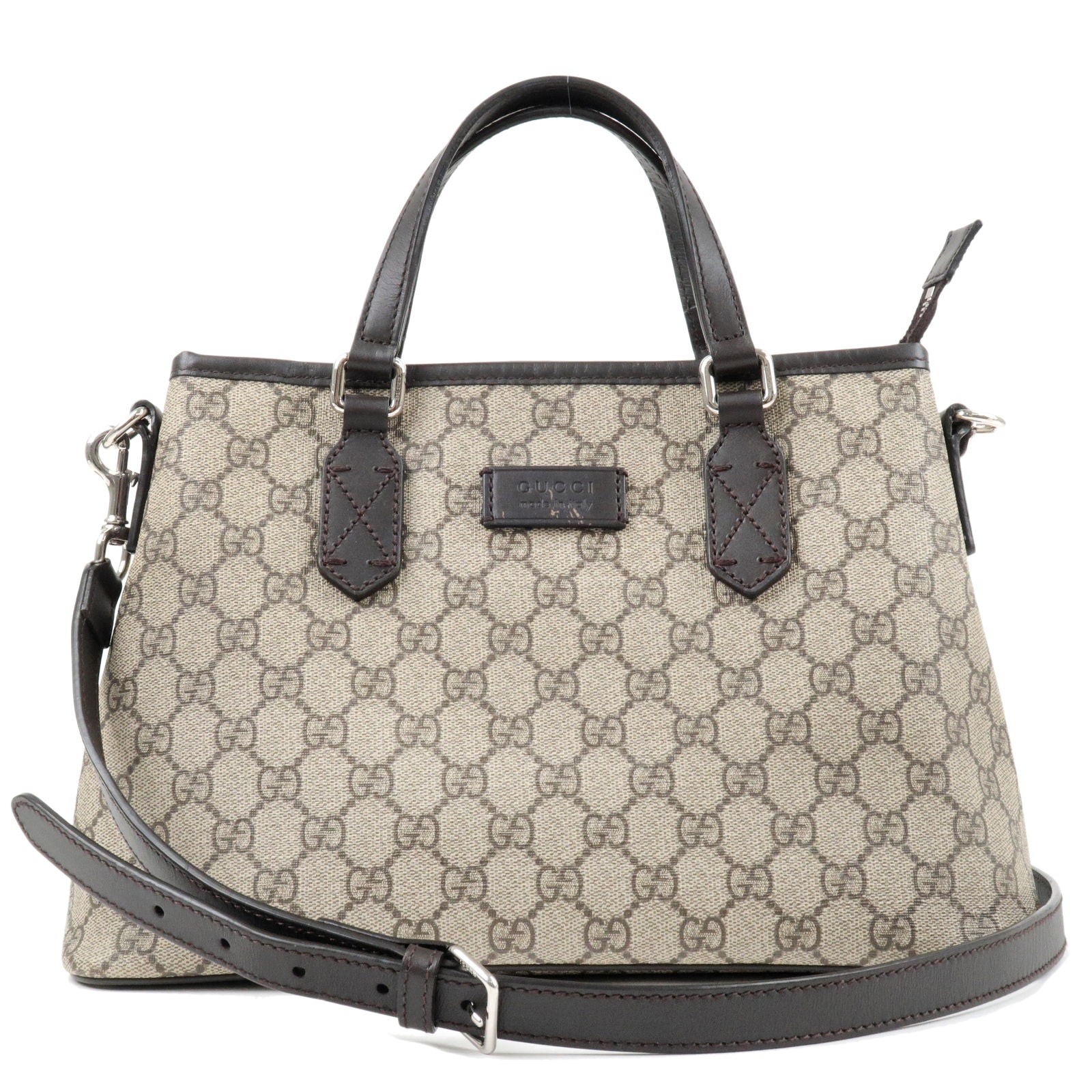 Gucci Beige/Brown GG Canvas and Leather Supreme 'Blind for Love' Tote Bag
