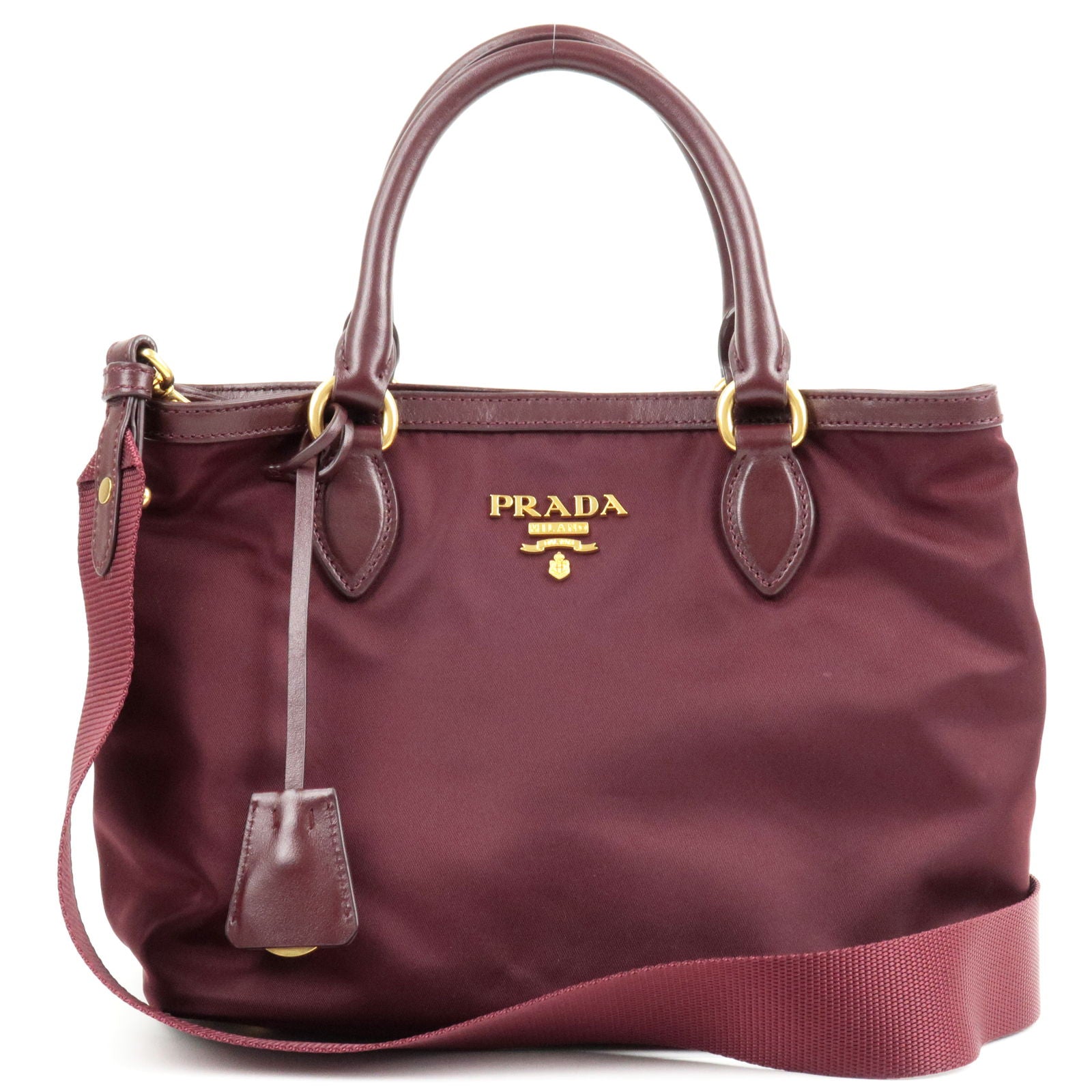 Prada Jaquard Detail Midi Dress - Nylon - Logo - Bordeaux - Bag 