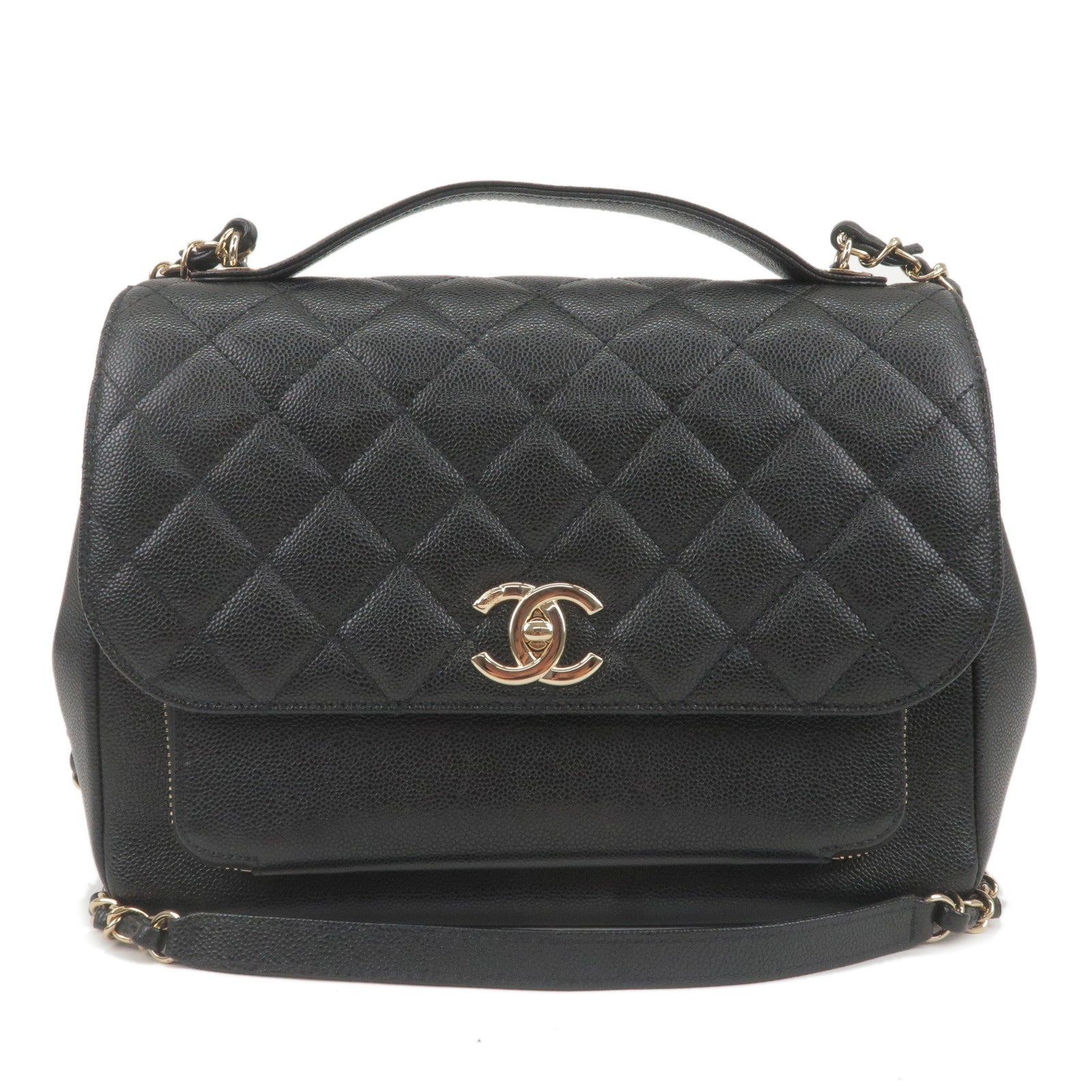 Chanel matelasse business affinity 2way hand shoulder bag caviar