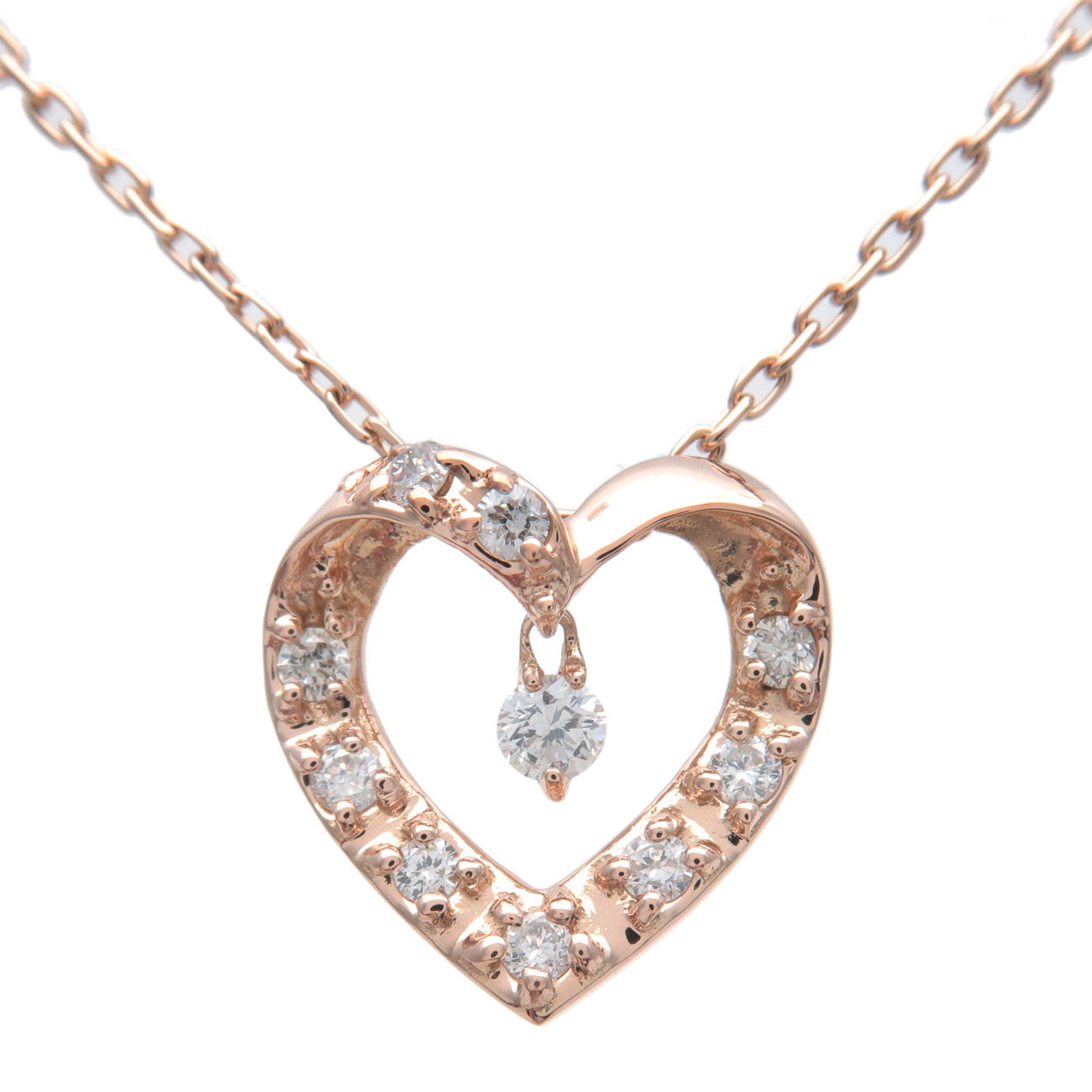 VENDOME-AOYAMA-Heart-Diamond-Necklace-0.12ct-K18-Rose-Gold – dct