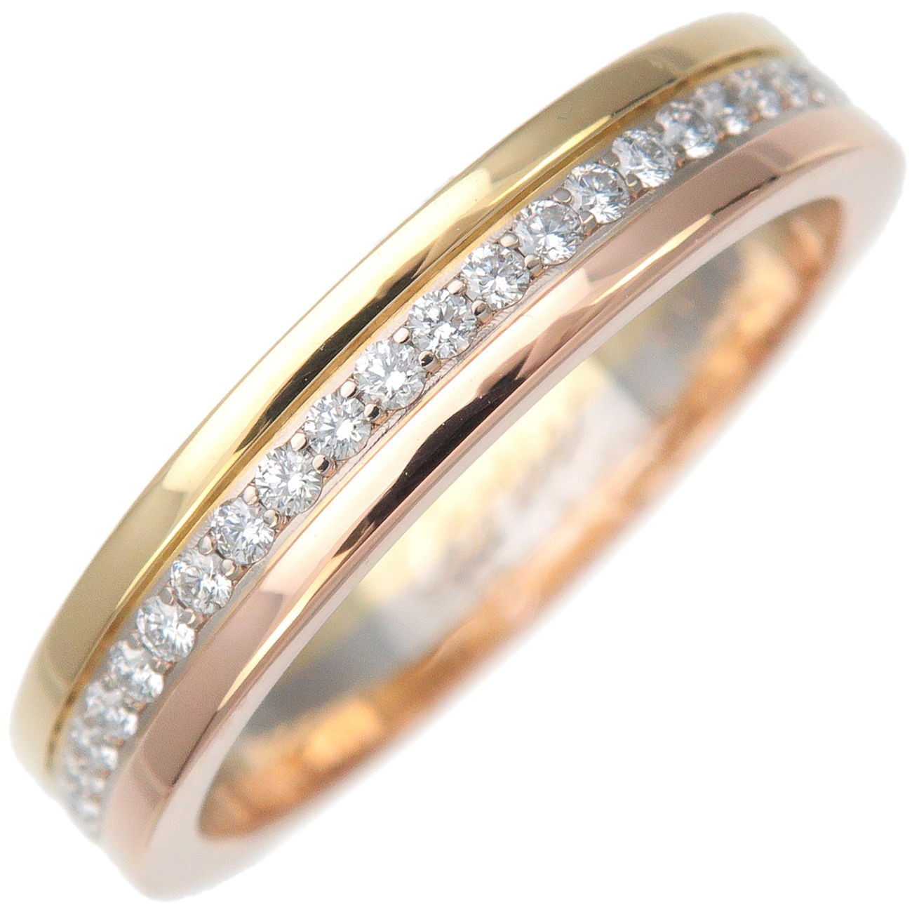 Cartier-Three-Color-Ring-Full-Eternity-K18-YG/WG/PG-#49-US5