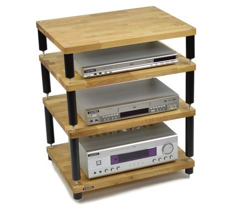 Apollo Storm 6 Solid Oak And Black 4 Shelf Modular Hi Fi Rack