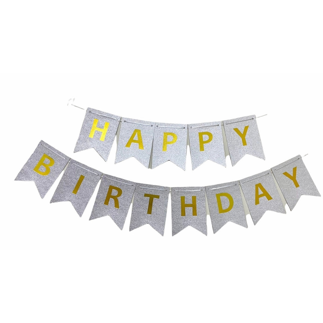 Glitter Happy Birthday Banner in Silver – Balloon Buzz Party Centre