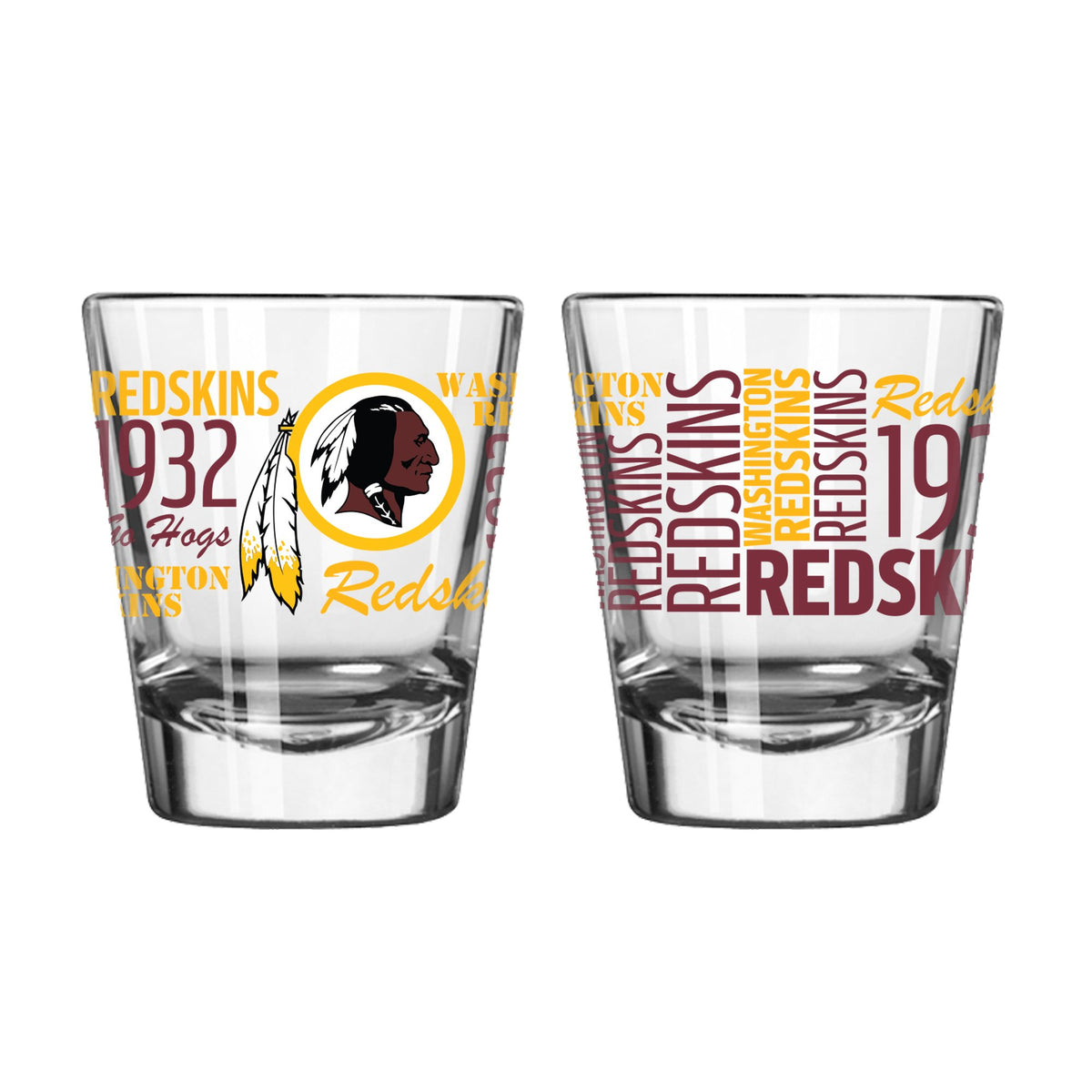 Washington Redskins Shot Glass Indent Square Drinkware GAP Clear 2 OZ 