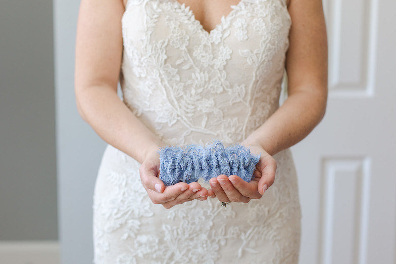 blue lace wedding garter heirloom