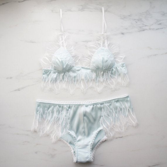 baby blue lace wedding night bridal lingerie 