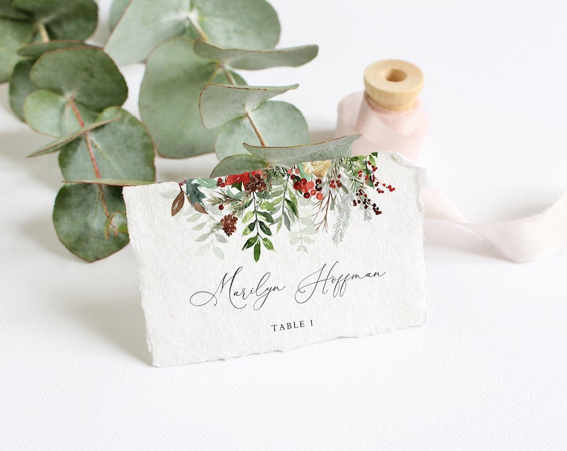 Winter Wedding Escort Cards