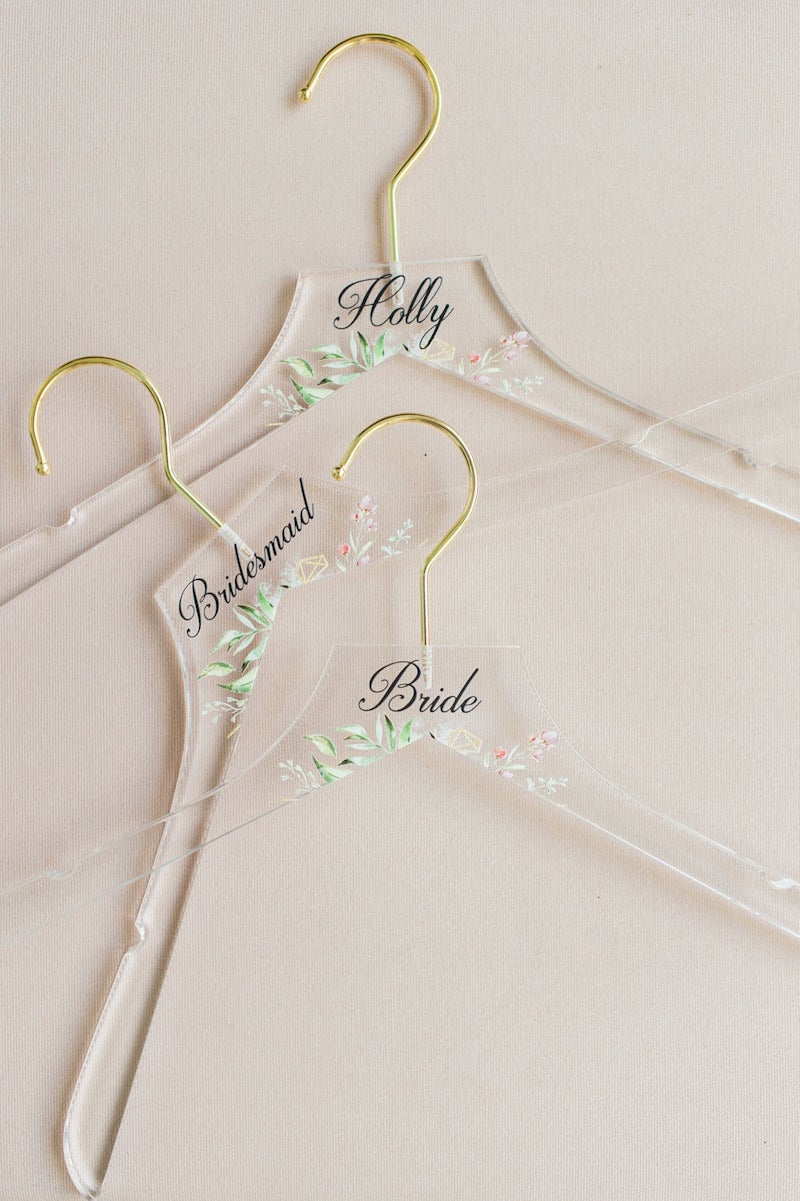 Acrylic Bride and Bridesmaid Hangers Clear Wedding Hanger