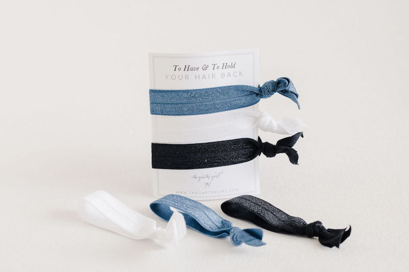 bridesmaid gift ideas - to have and to hold hair back elastic hair ties - handmade by The Garter Girl