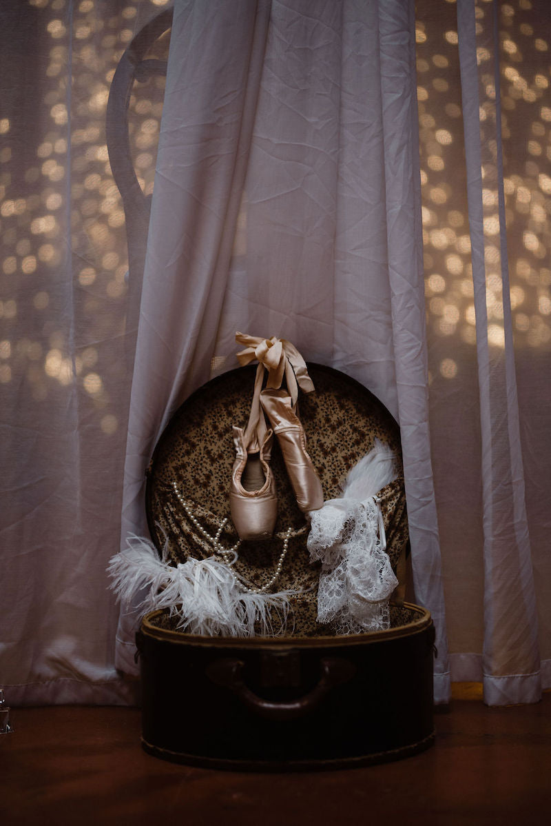 Ballet Trunk with White Wedding Garter