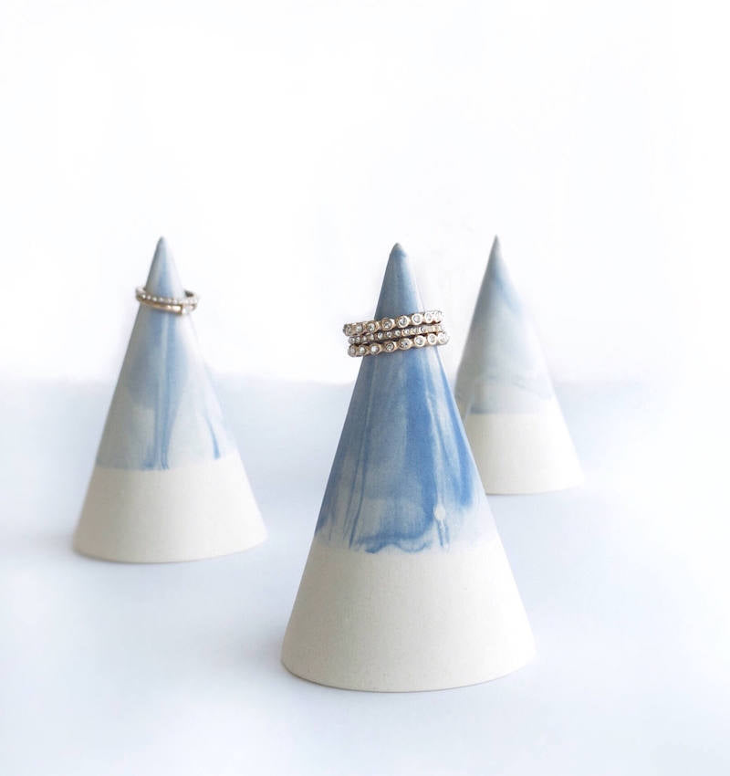 Blue Marble Ring Cone Ring Holder
