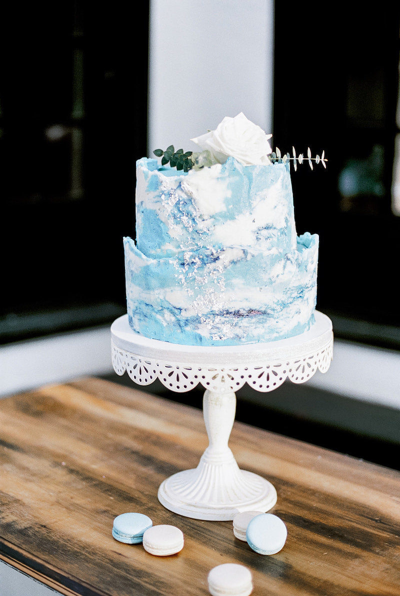 Blue Marble Wedding Cake