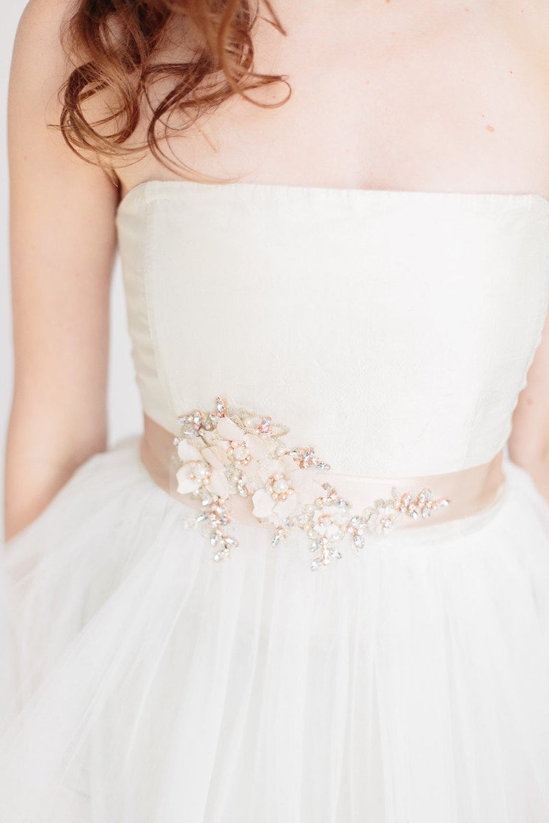 Blush Bridal Sash for Wedding Dress