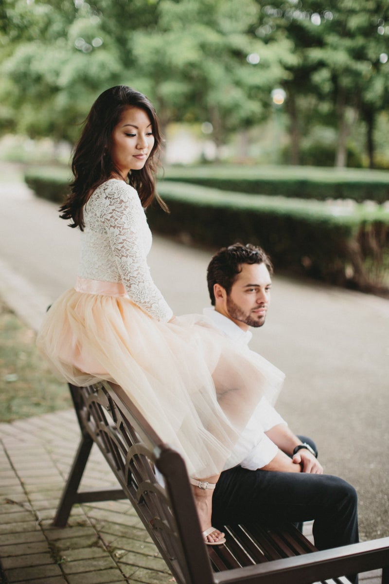 Blush Tulle Skirt for Engagement Photos