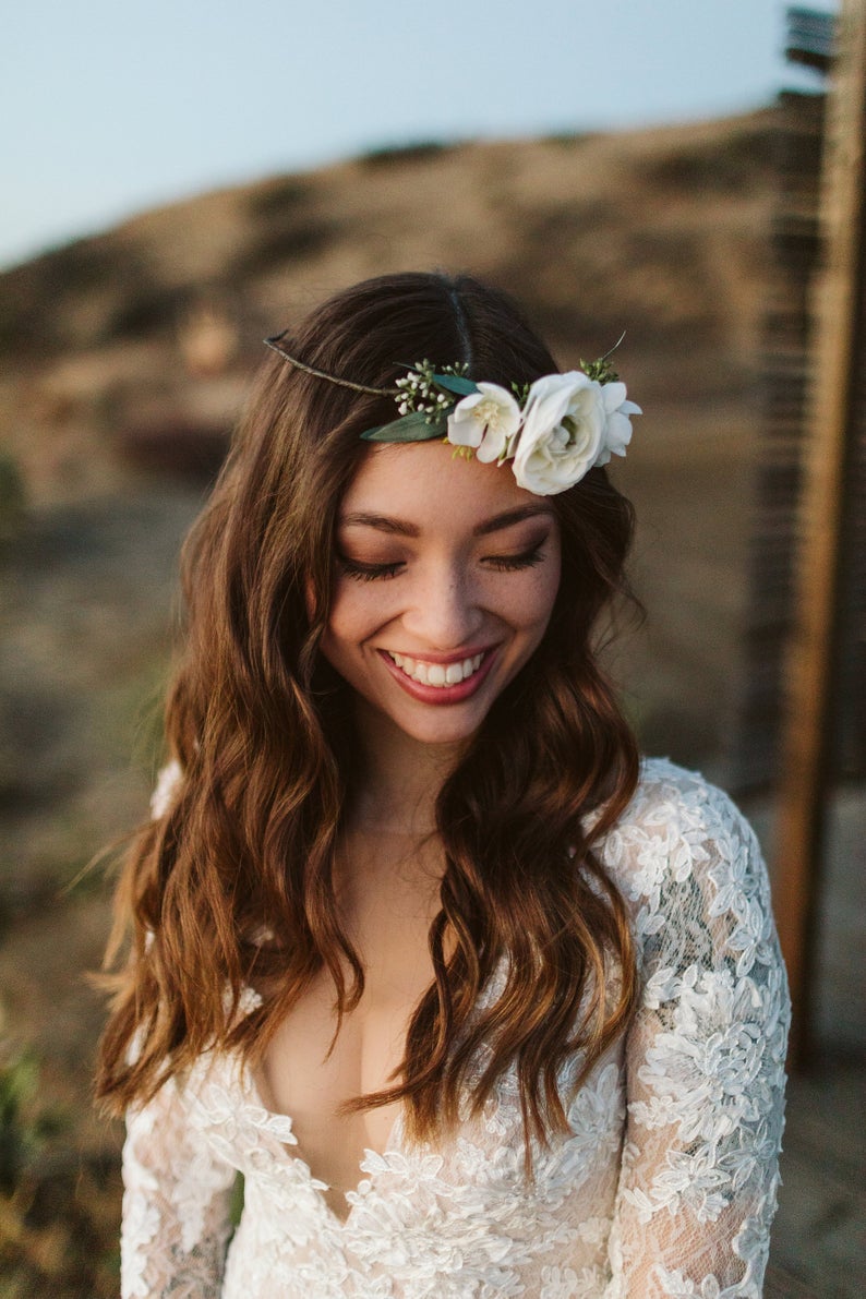 Boho Simple White Flower Crown