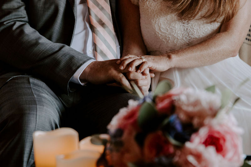 Bride and Groom Hand in Hand