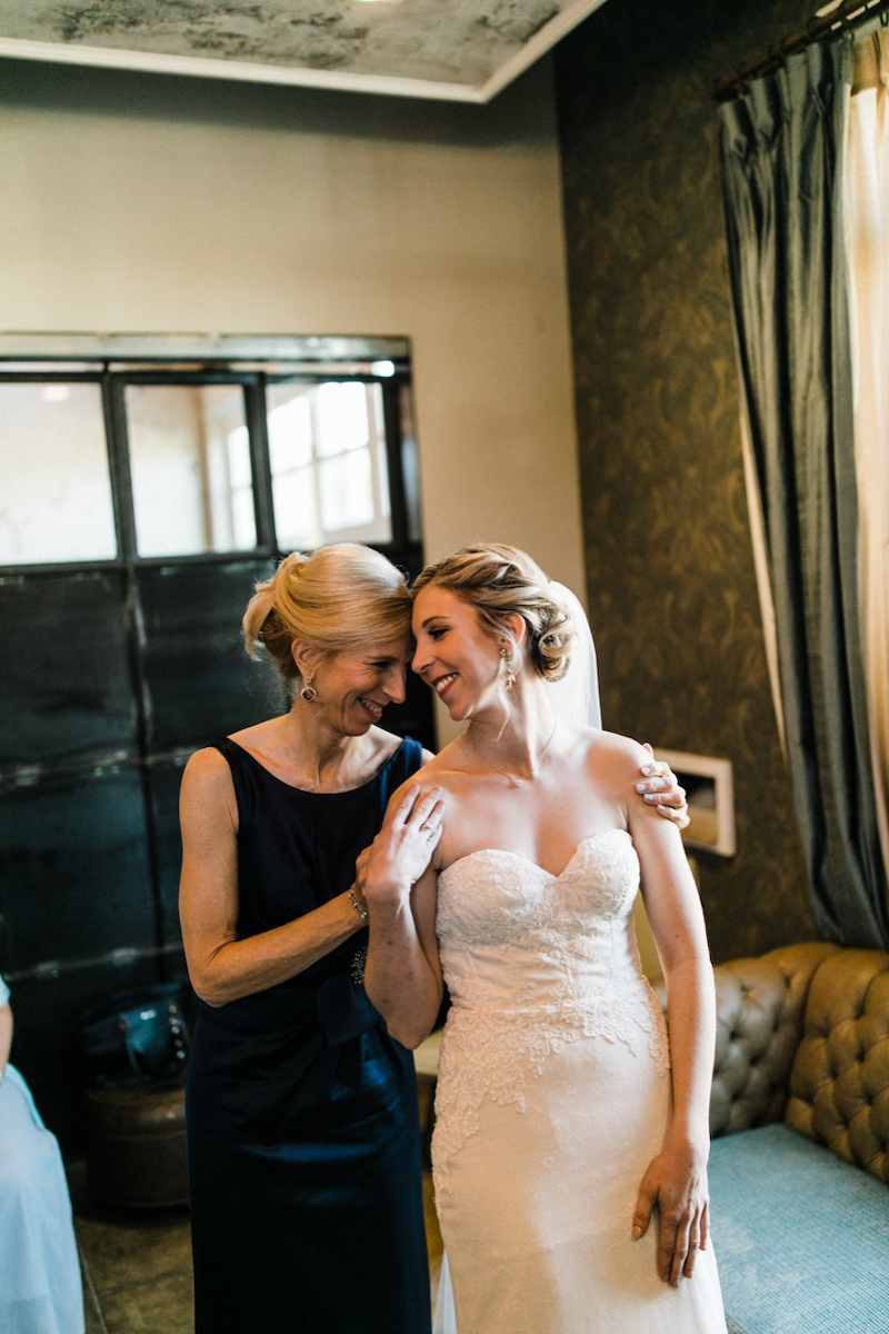 Bride and mother on wedding day