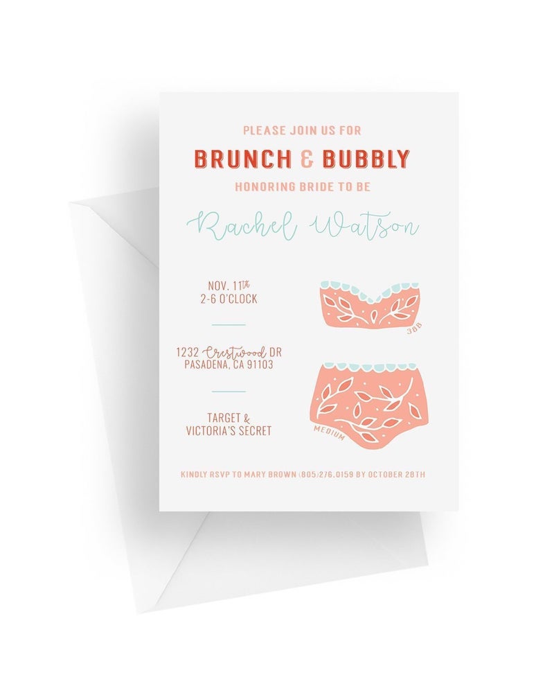 Brunch and Bubbly Lingerie Shower Invitation