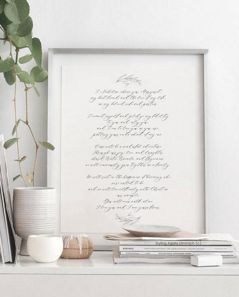 Calligraphy Wedding Vows Print