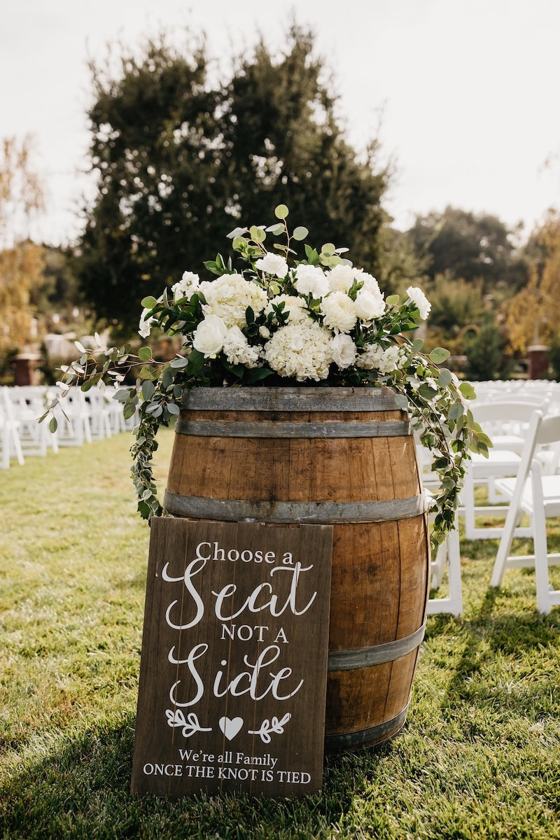 rustic wedding ceremony sign