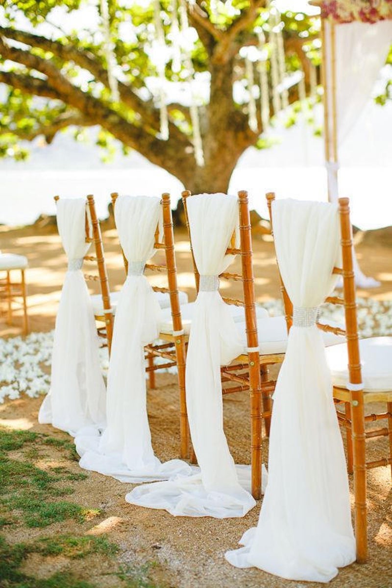 Chiffon Fabric Chair Decor for Small Wedding