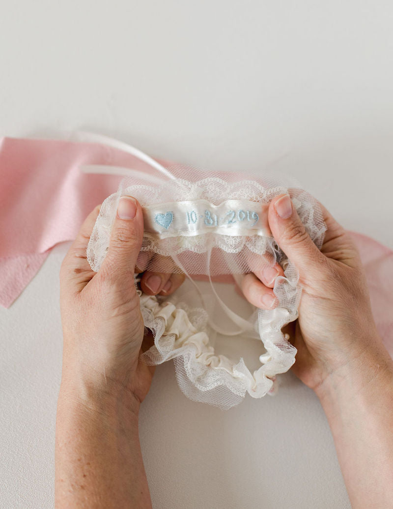 custom wedding garter with tulle and lace from The Garter Girl