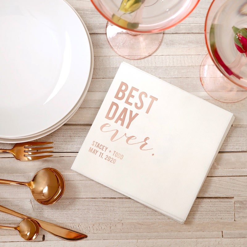 Custom Foil Stamped Best Day Ever Napkins