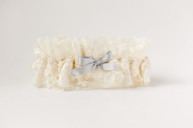 custom garter made from mother's wedding dress