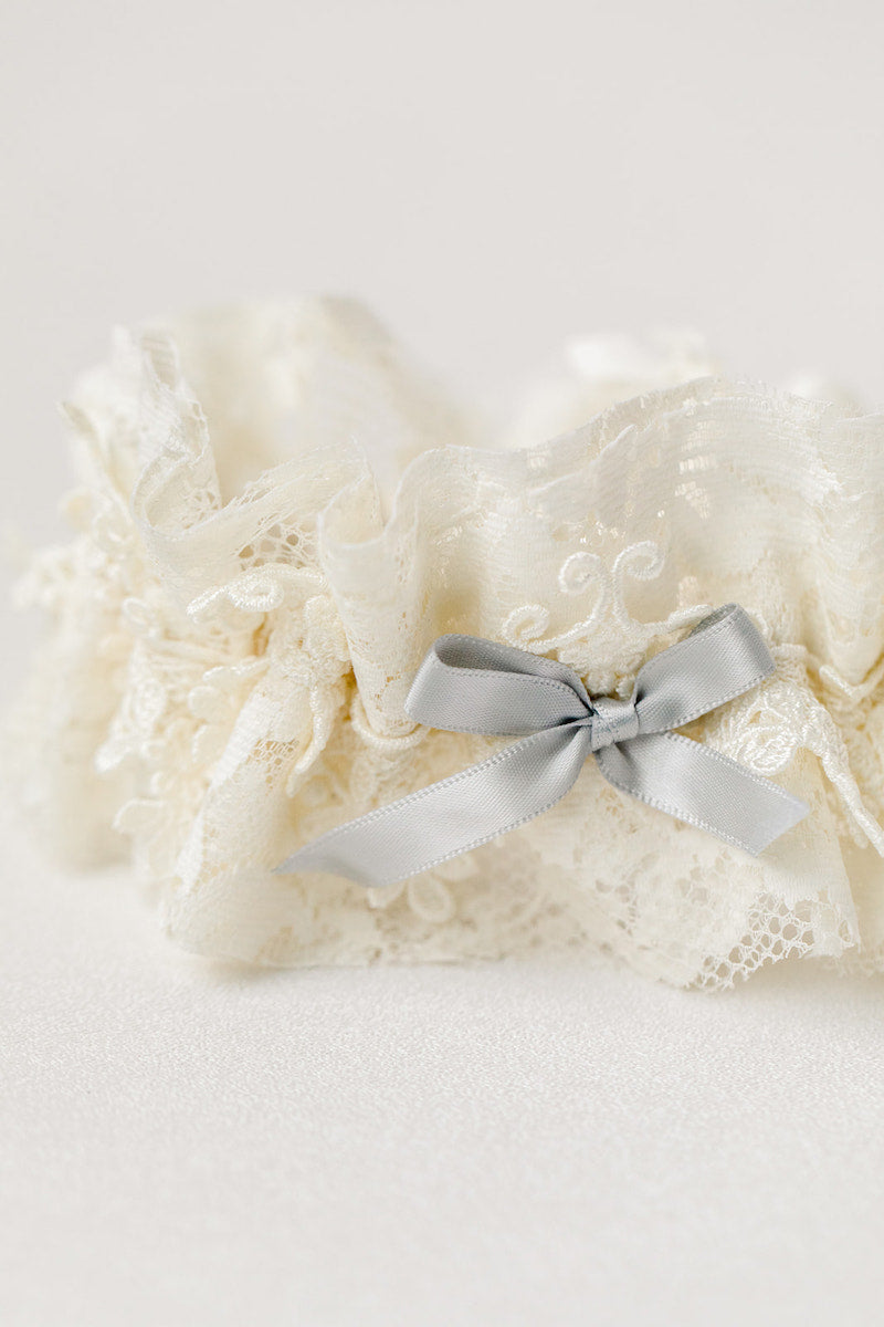 custom garter made from mother's wedding dress