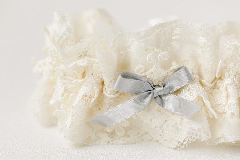 custom garter made from mother's wedding dress