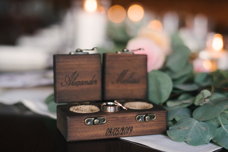 Double Wood Ring Bearer Wedding Ring Box