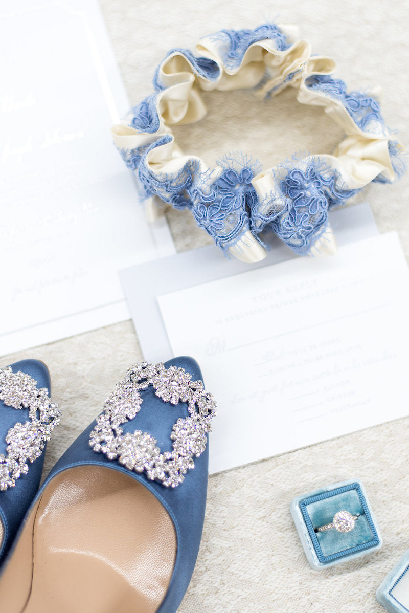 dusty blue wedding accessories for the bride